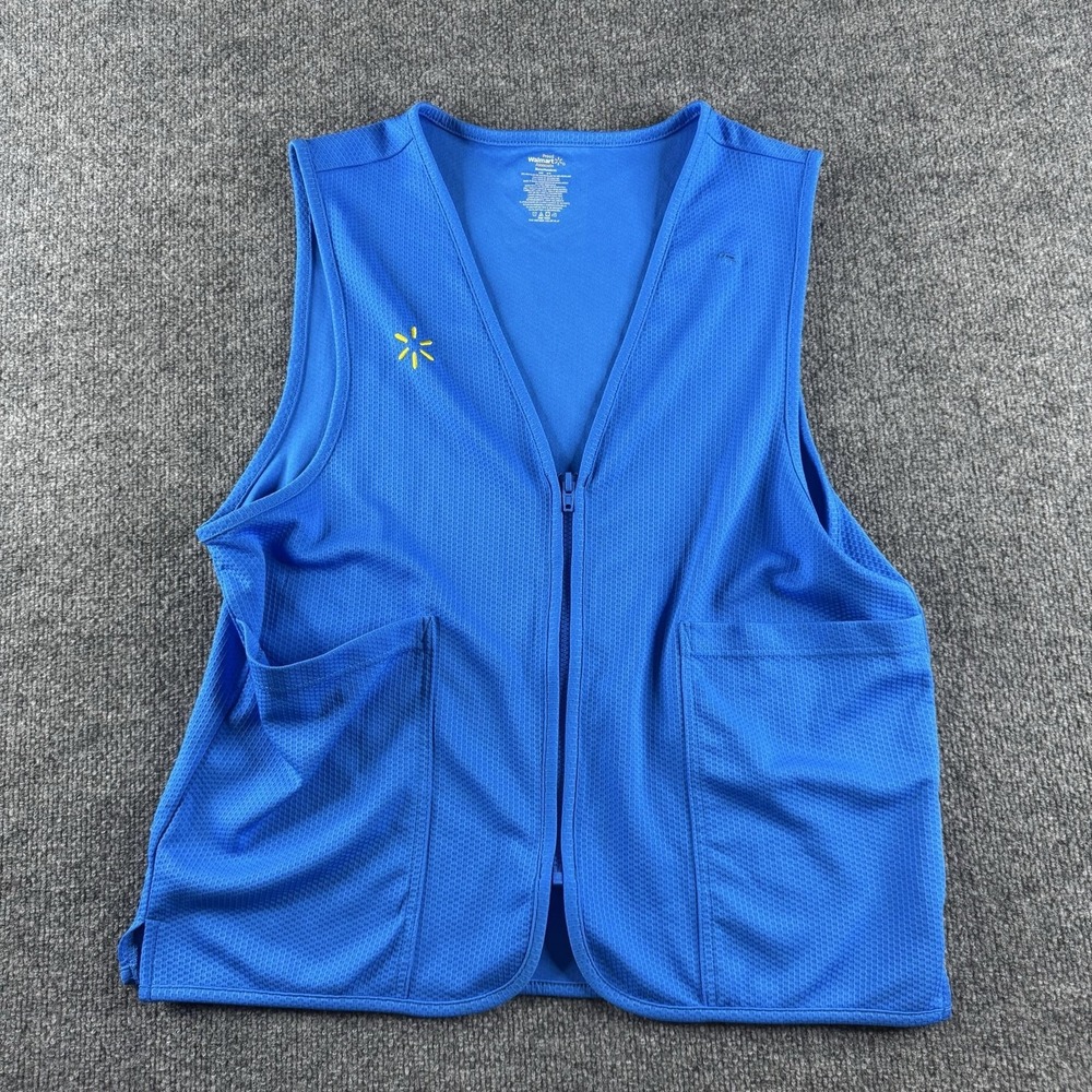 Walmart Vest Mens M Blue Full Zip Associate Uniform Workwear Spark Logo